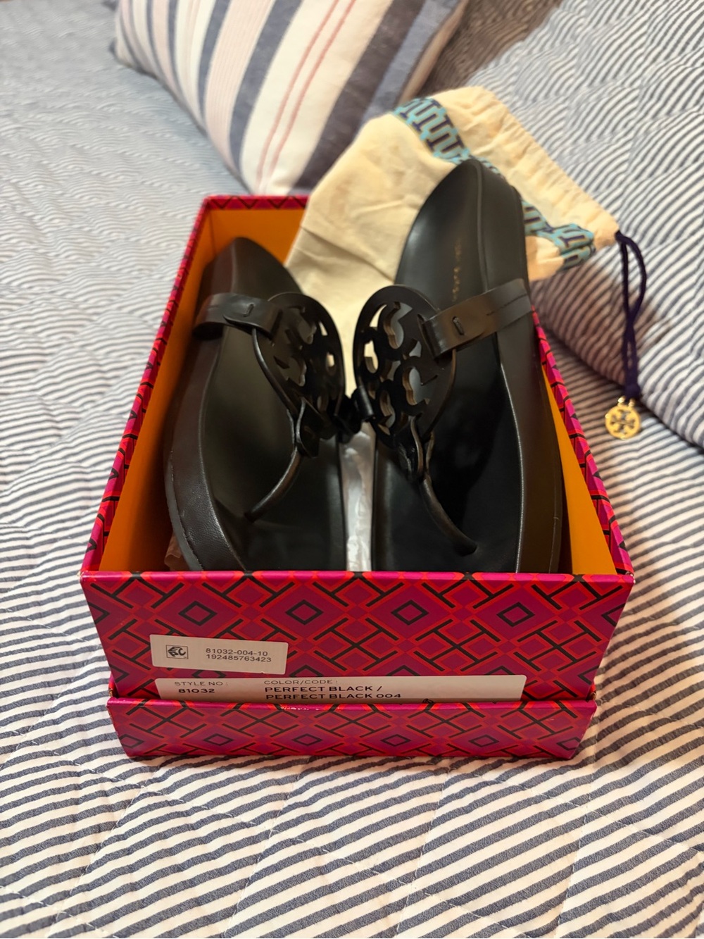 Tory Burch Black Miller Cloud Calf Leather Sandals